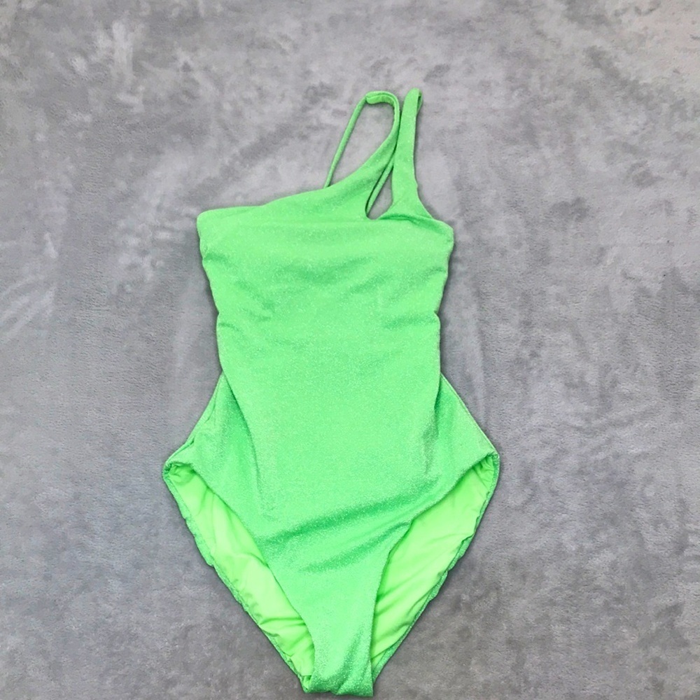 Becca Women's Glimmer One Shoulder One Piece Swimsuit SIze M New